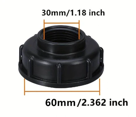 60mm IBC Screw Cap with 1" Thread Adapter - Image 2