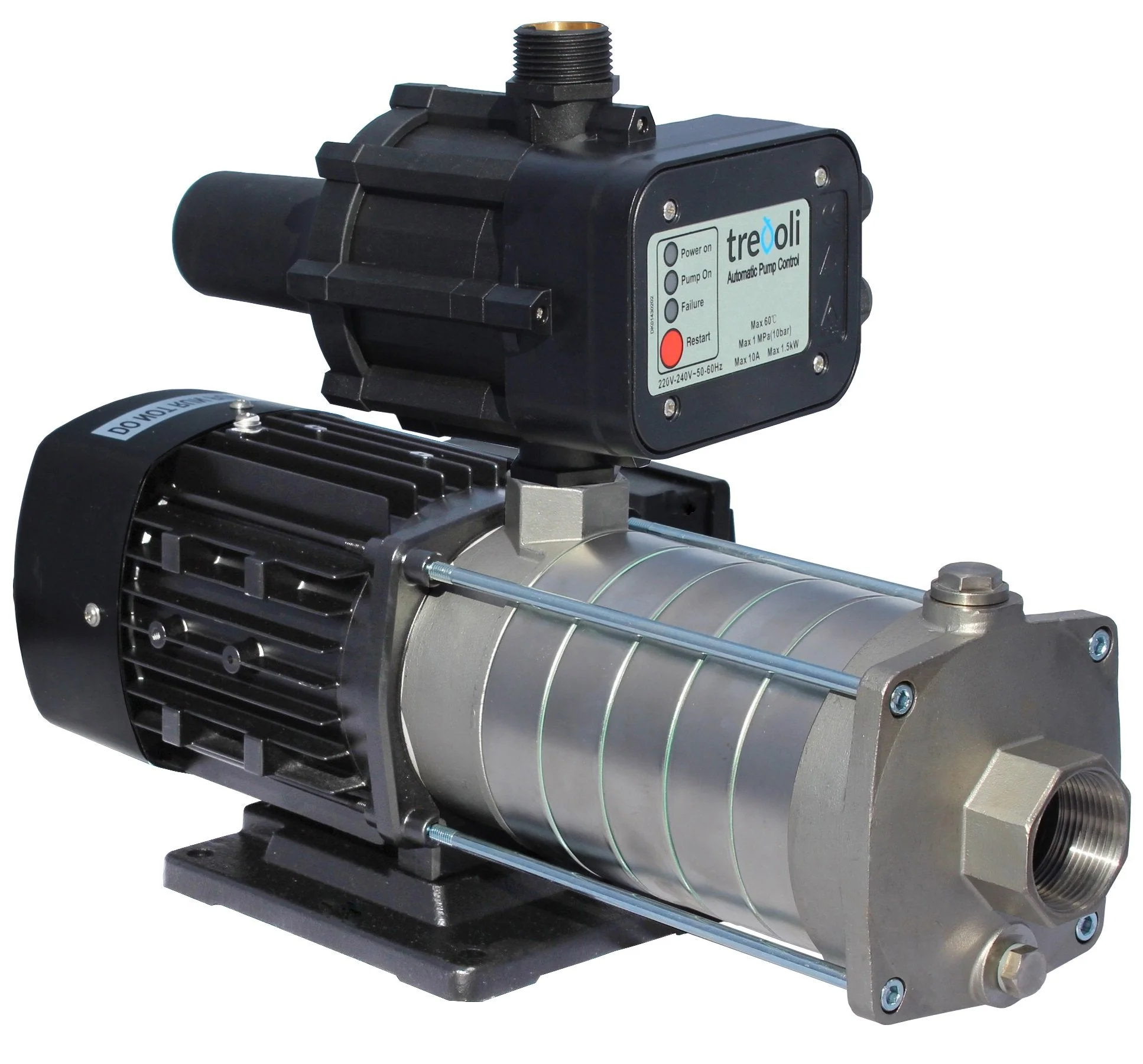 TREVOLI - CM4-50E - Stainless Steel Multistage Water Pump for Large Home / Farm (TM)