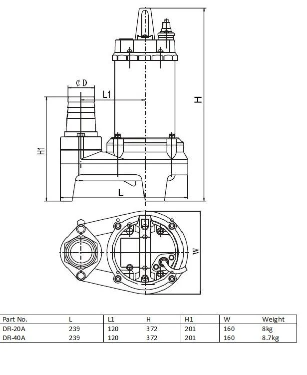 TREVOLI DR-20A Vortex Submersible Dirty Water/Treated Sewage Pumps - Image 4