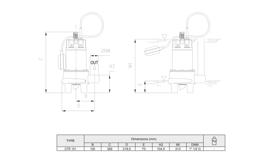 Pentax DTR101 G Cutter Submersible Pump - Image 3